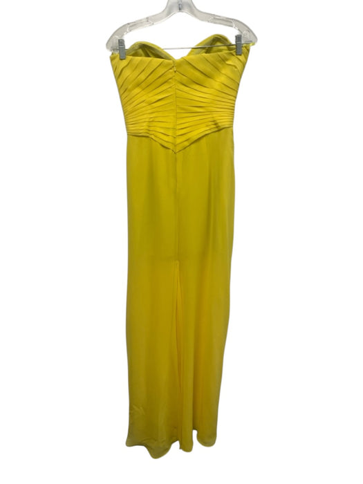 RENE RUIZ Size 4 Yellow Polyester Strapless Chiffon Overlay Pleated Top Gown Yellow / 4