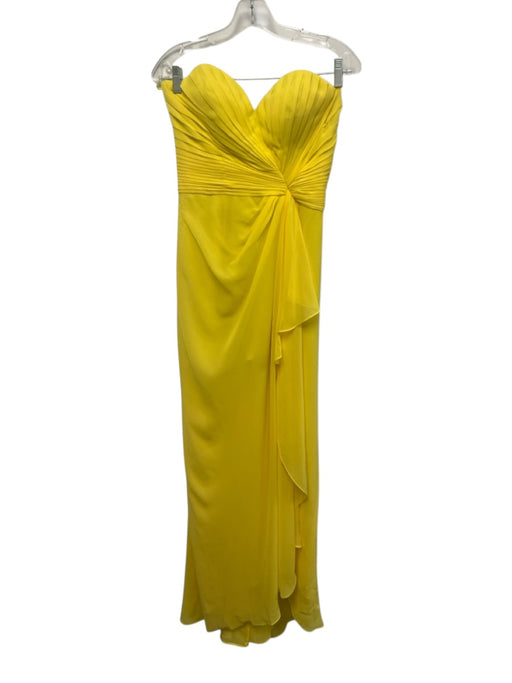 RENE RUIZ Size 4 Yellow Polyester Strapless Chiffon Overlay Pleated Top Gown Yellow / 4