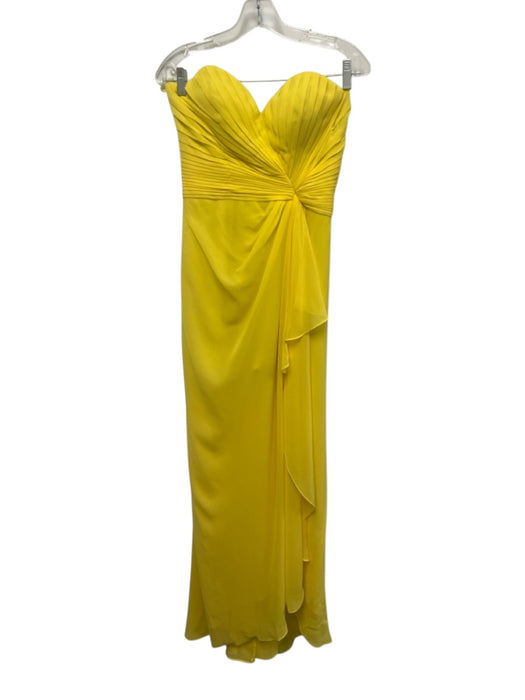 RENE RUIZ Size 4 Yellow Polyester Strapless Chiffon Overlay Pleated Top Gown Yellow / 4
