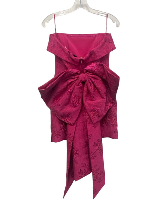 Rebecca Vallance Size 8 Fuchsia Polyester Blend Brocade Floral Back Bow Gown Fuchsia / 8