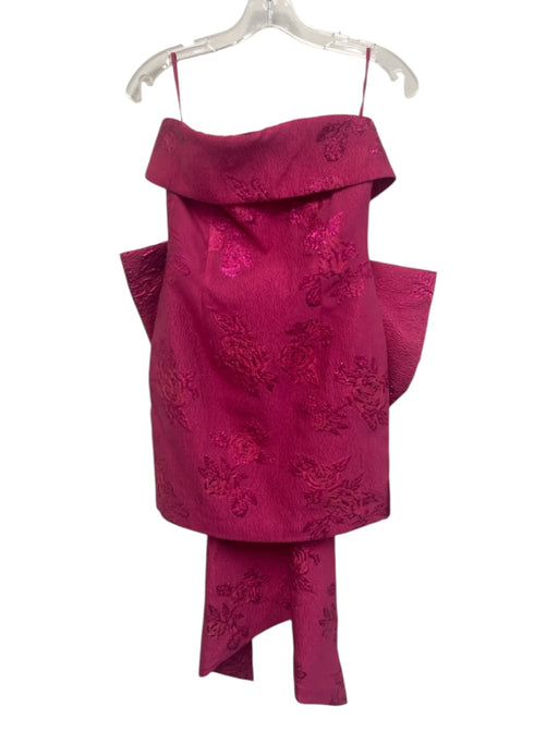 Rebecca Vallance Size 8 Fuchsia Polyester Blend Brocade Floral Back Bow Gown Fuchsia / 8