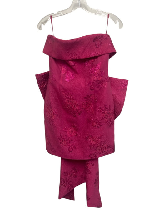 Rebecca Vallance Size 8 Fuchsia Polyester Blend Brocade Floral Back Bow Gown Fuchsia / 8