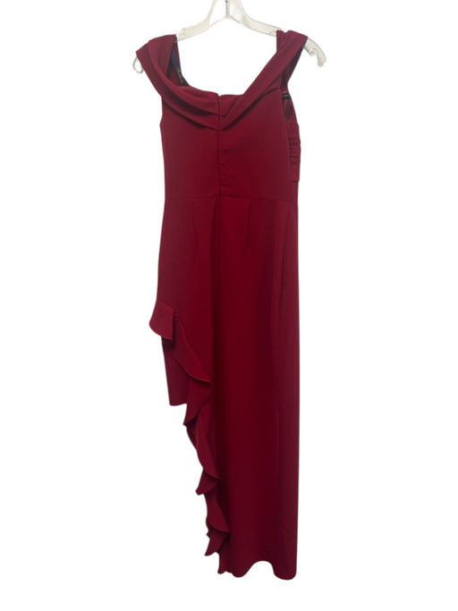 Shoshanna Midnight Size 4 Red Polyester Off Shoulder Pleated Top Side Slit Gown Red / 4