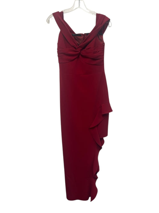 Shoshanna Midnight Size 4 Red Polyester Off Shoulder Pleated Top Side Slit Gown Red / 4