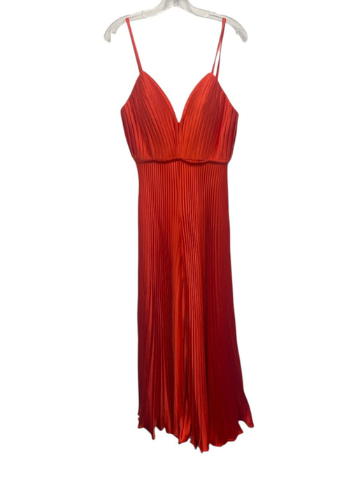 Ieena for Mac Duggal Size 6 Orange Polyester Satin Spaghetti Strap Jumpsuit Orange / 6