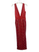 Monique Lhuillier Size 4 Red & Nude Polyester Blend Lace Overlay Deep V Gown Red & Nude / 4