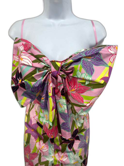 Hutch Size 4 Lavender, Green & Multi Cotton Strapless Floral Front Bow Jumpsuit Lavender, Green & Multi / 4