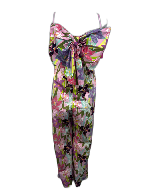 Hutch Size 4 Lavender, Green & Multi Cotton Strapless Floral Front Bow Jumpsuit Lavender, Green & Multi / 4