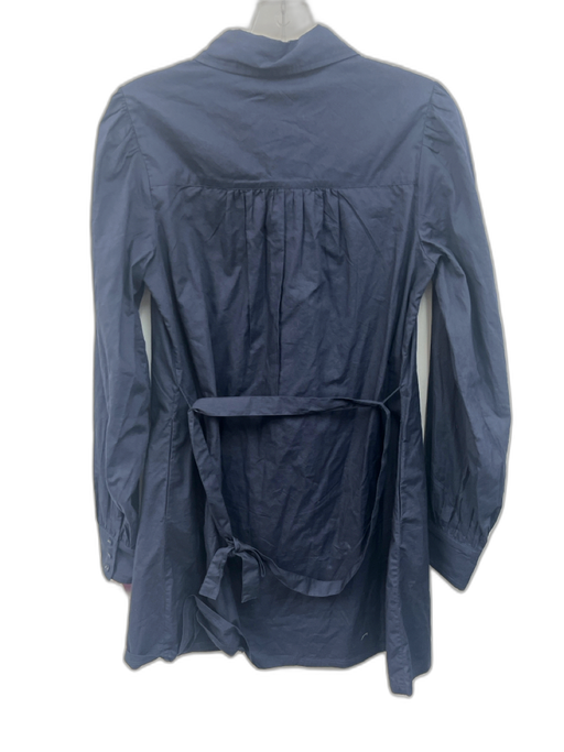 Ramy Brook Size S Navy Blue Cotton Long Sleeve Collar Button Down Mini Dress Navy Blue / S