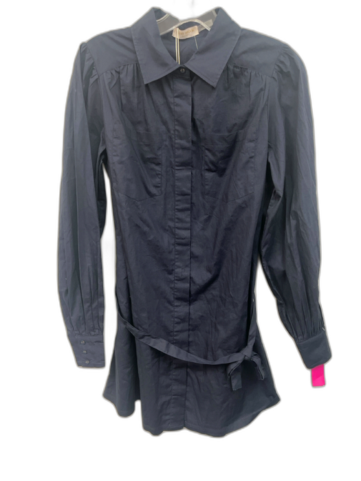 Ramy Brook Size S Navy Blue Cotton Long Sleeve Collar Button Down Mini Dress Navy Blue / S
