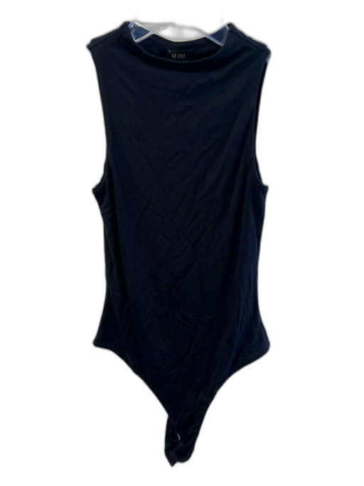 AFRM Size Small Black Rayon Blend Sleeveless High Neck Snap Bottom Bodysuit Black / Small
