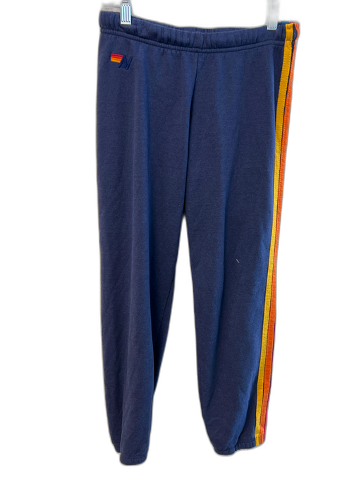 Aviator Nation Size Small Blue & Multi Cotton Blend Side Stripe Logo Sweatpants Blue & Multi / Small