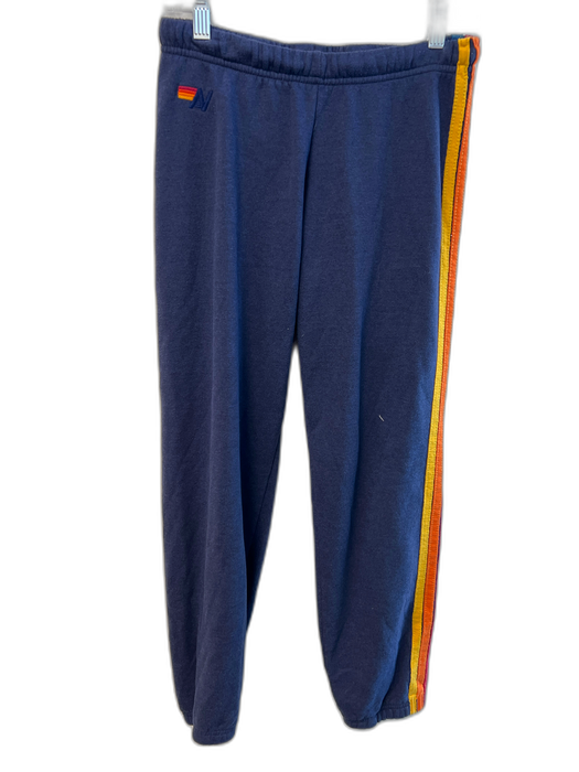 Aviator Nation Size Small Blue & Multi Cotton Blend Side Stripe Logo Sweatpants Blue & Multi / Small