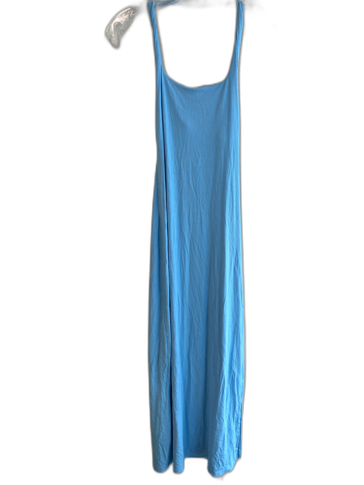 L Space Size Small Sky Blue Viscose Blend Halter Ribbed Backless Maxi Dress Sky Blue / Small