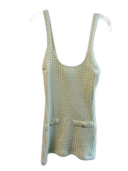 Zara Size Large Yellow Polyester Sleeveless Textured Waffle Knit Dress Yellow / Large