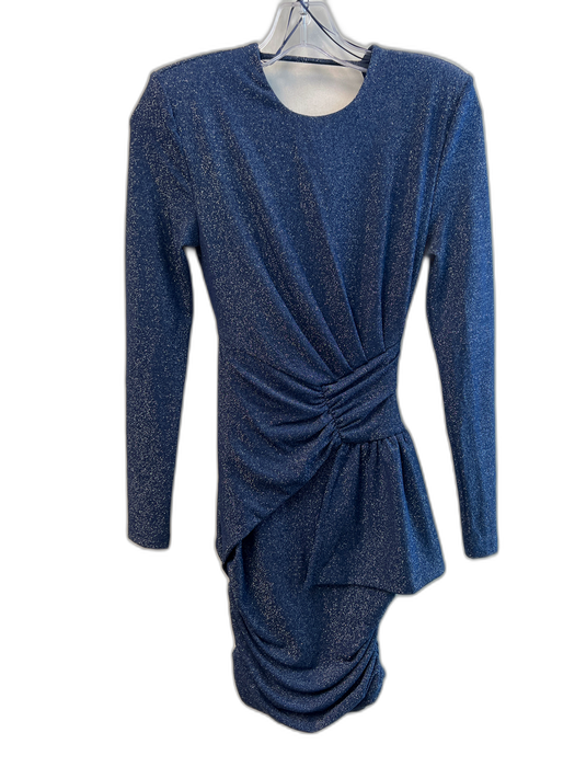 Misha Size XS Navy Nylon Blend Shimmer Long Sleeve Open Back Side Zip Dress Navy / XS