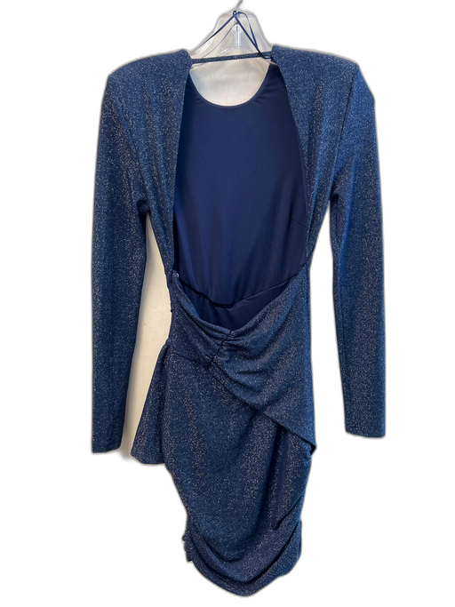 Misha Size XS Navy Nylon Blend Shimmer Long Sleeve Open Back Side Zip Dress Navy / XS