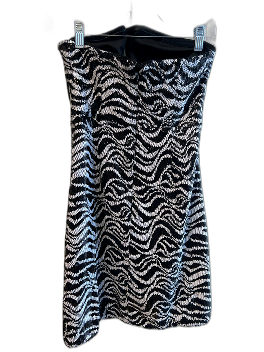 Ramy Brook Size 4 Black & White Polyester Blend Back Zip Zebra Stripe Dress Black & White / 4
