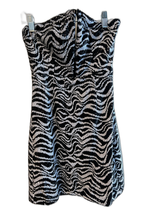 Ramy Brook Size 4 Black & White Polyester Blend Back Zip Zebra Stripe Dress Black & White / 4