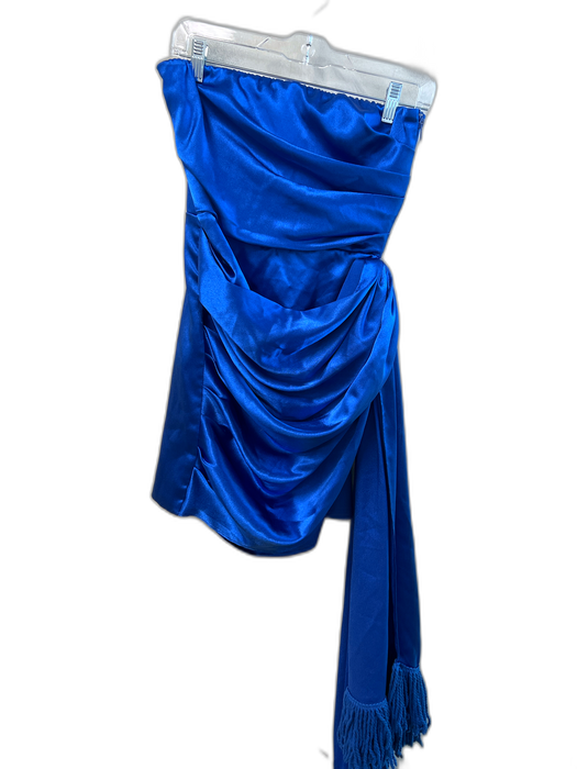 Bronx & Banco Size Medium Blue & Gold Polyester Blend Strapless Side Zip Dress Blue & Gold / Medium