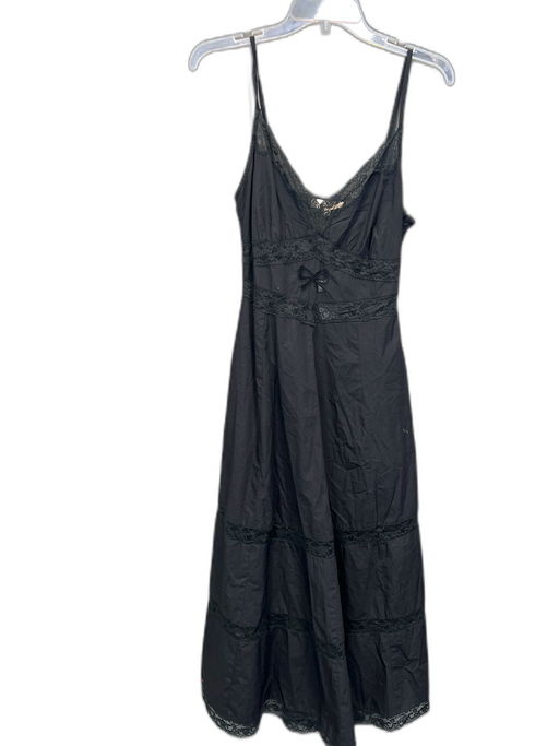 Love Shack Fancy Size 4 Black Cotton Adjustable Spaghetti Straps Side Zip Dress Black / 4