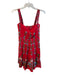 Farm Rio Size Small Red & Multi Organic Cotton Floral Back Zip Pleats Dress Red & Multi / Small