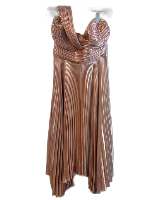 A.L.C. Size 6 Metallic Pink Polyester Accordian Pleats Side Zip Dress Metallic Pink / 6