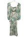 For Love & Lemons Size M White, Green & Blue Rayon Blend Floral Open Back Dress White, Green & Blue / M