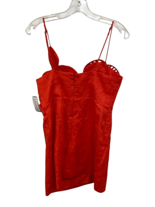 Farm Rio Size S Red Linen Spaghetti Strap Botanical Applique Back Zip Dress Red / S