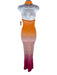 Lovers and Friends Size Est S Orange & Pink Cotton Blend Knit Halter Neck Dress Orange & Pink / Est S