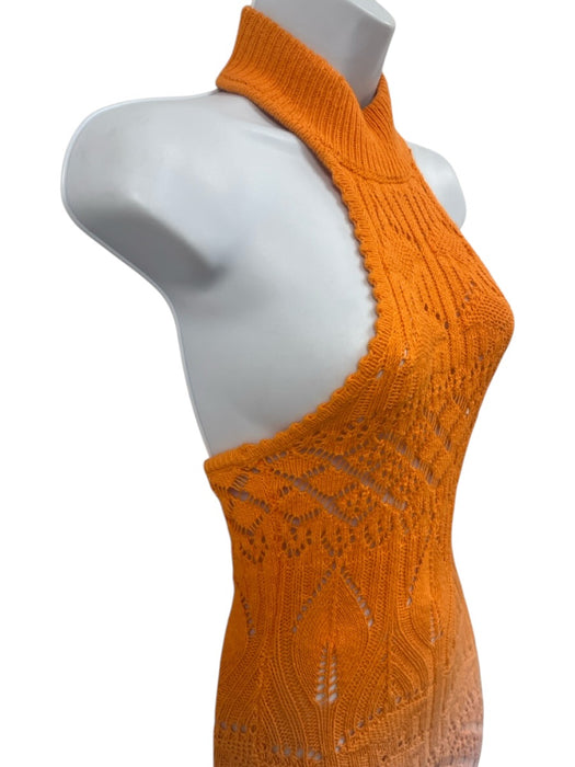 Lovers and Friends Size Est S Orange & Pink Cotton Blend Knit Halter Neck Dress Orange & Pink / Est S