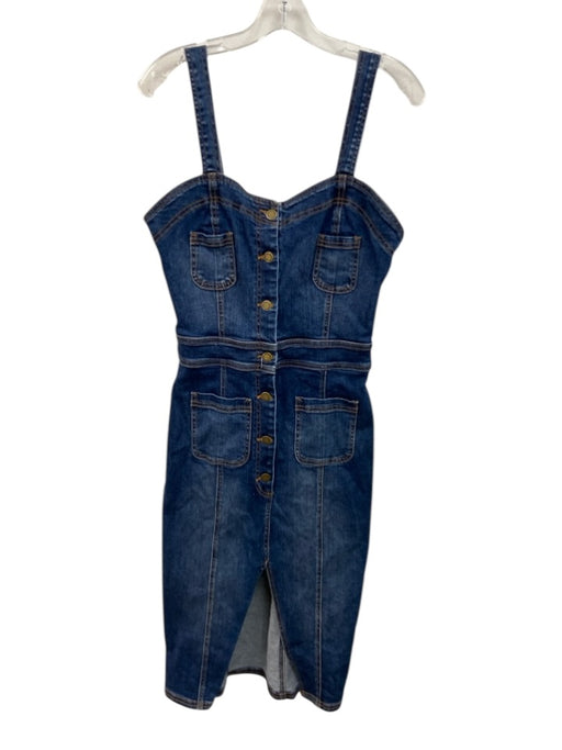 Ramy Brook Size 29 Medium dark wash Cotton Blend Denim Sleeveless Paneled Dress Medium dark wash / 29