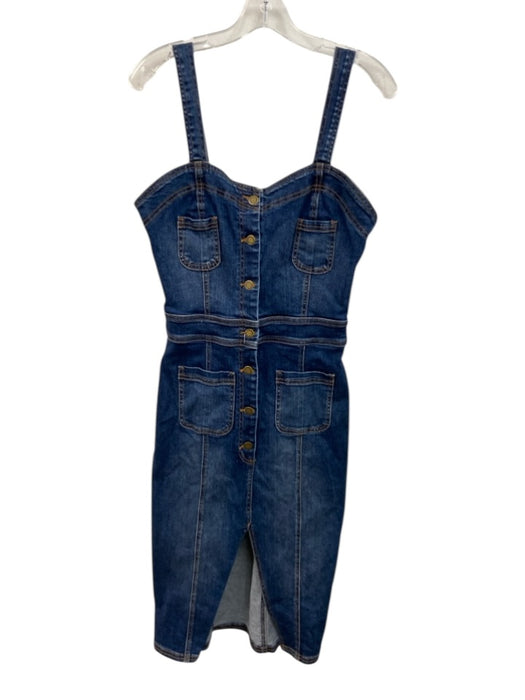 Ramy Brook Size 29 Medium dark wash Cotton Blend Denim Sleeveless Paneled Dress Medium dark wash / 29