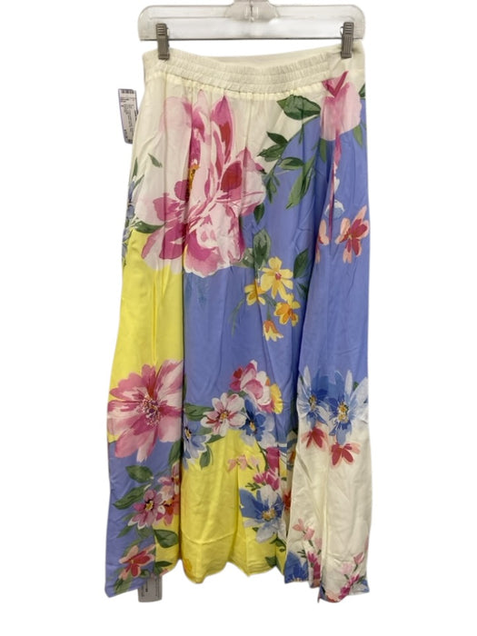 Yumi Kim Size S Cream White & Multi Rayon Blend Floral Color Block Maxi Skirt Cream White & Multi / S