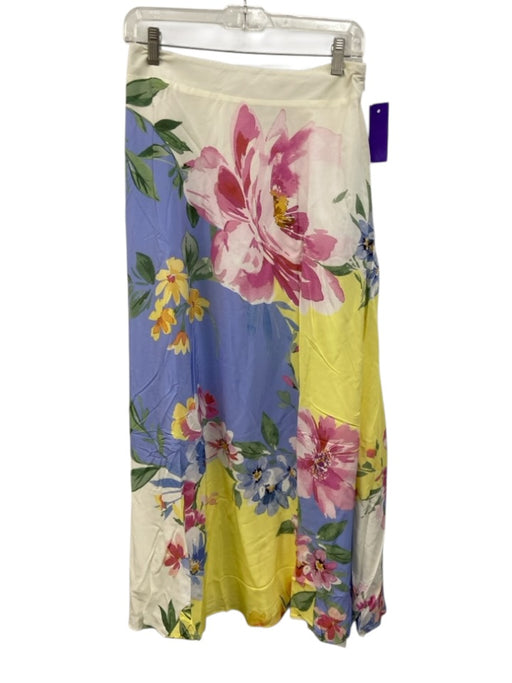 Yumi Kim Size S Cream White & Multi Rayon Blend Floral Color Block Maxi Skirt Cream White & Multi / S