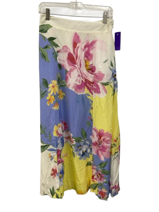 Yumi Kim Size S Cream White & Multi Rayon Blend Floral Color Block Maxi Skirt Cream White & Multi / S