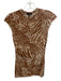AFRM Size XS Cream & Brown Polyester Blend Mesh Animal Print Cap Sleeve Top Cream & Brown / XS