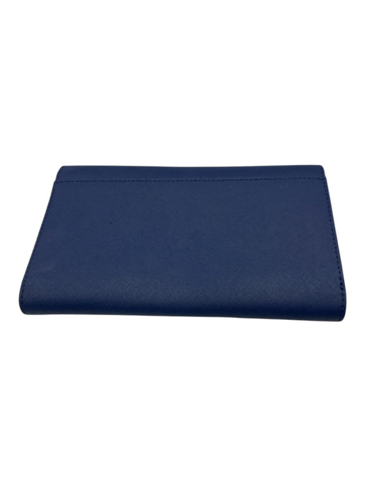 Kate Spade Dark Blue Saffiano Leather Gold hardware Fold Close Clutch Wallets Dark Blue