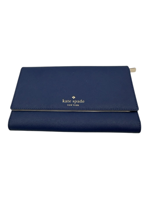 Kate Spade Dark Blue Saffiano Leather Gold hardware Fold Close Clutch Wallets Dark Blue
