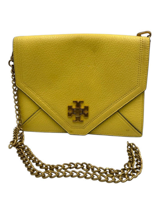 Tory Burch Yellow & Gold Pebble Leather Turnlock Envelope Chain Strap Bag Yellow & Gold / S