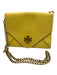Tory Burch Yellow & Gold Pebble Leather Turnlock Envelope Chain Strap Bag Yellow & Gold / S
