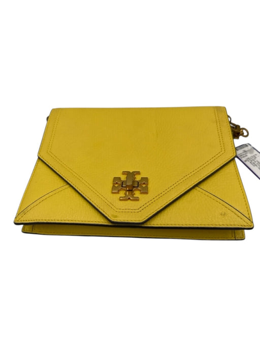 Tory Burch Yellow & Gold Pebble Leather Turnlock Envelope Chain Strap Bag Yellow & Gold / S