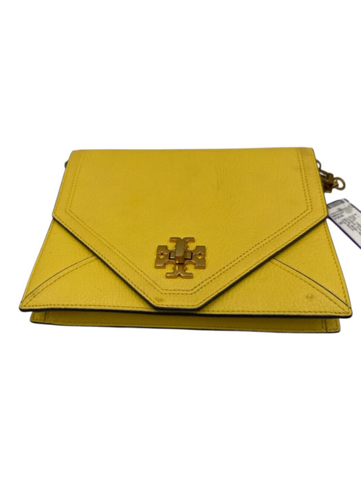 Tory Burch Yellow & Gold Pebble Leather Turnlock Envelope Chain Strap Bag Yellow & Gold / S