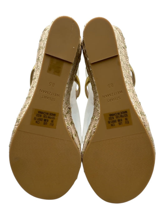 Stuart Weitzman Shoe Size 8.5 Gold & Beige Leather Espadrille Sandal Wedges Gold & Beige / 8.5