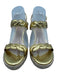 Stuart Weitzman Shoe Size 8.5 Gold & Beige Leather Espadrille Sandal Wedges Gold & Beige / 8.5