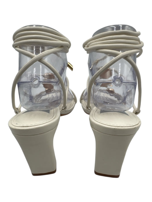 Dolce Vita Shoe Size 8.5 White & Gold Leather Strappy Midi Block Heel Sandals White & Gold / 8.5