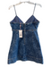 Love Shack Fancy Size 6 Blue Cotton Spaghetti Strap Back Zip V Neck Dress Blue / 6