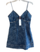 Love Shack Fancy Size 6 Blue Cotton Spaghetti Strap Back Zip V Neck Dress Blue / 6