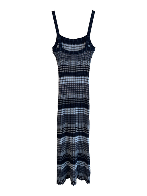 Ramy Brook Size S Blue Cotton Blend Knit Striped Sleeveless Square Neck Dress Blue / S
