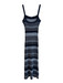 Ramy Brook Size S Blue Cotton Blend Knit Striped Sleeveless Square Neck Dress Blue / S